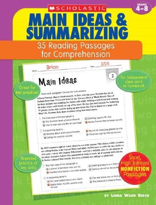35 Reading Passages for Comprehension: Main Ideas & Summarizing: 35 Reading Passages for Comprehension by Beech, Linda Ward
