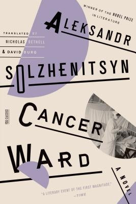 Book cover of "Cancer Ward" by Farrar, Straus and Giroux, featuring a contemplative scene with a somber tone.