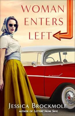 Paperback book titled "Woman Enters Left" by Ballantine Books, showing the cover with artwork and title text.