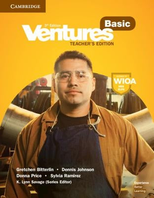 Cambridge University Press Ventures Basic Teacher's Edition paperback book with teacher resources and instructional content.