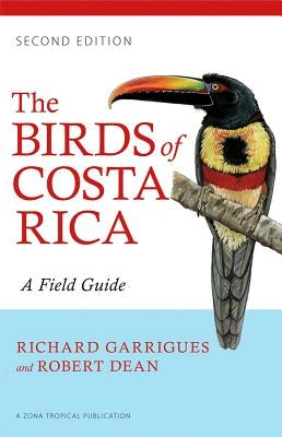 Paperback field guide titled "The Birds of Costa Rica" by Comstock Publishing, showing colorful bird illustrations on the cover.