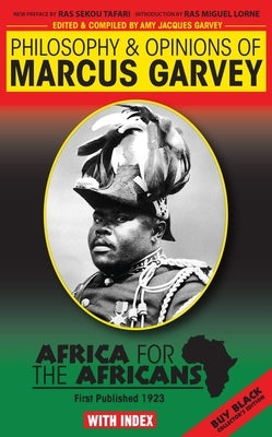 Cover image of "Philosophy & Opinions of Marcus Garvey" book by Lushena Books, featuring a black and white portrait on the cover.