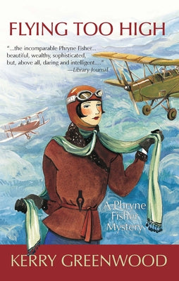 Paperback of Flying Too High: A Phryne Fisher Mystery by Poisoned Pen Press showing the book cover with colorful artwork and title.