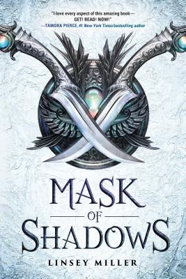 Paperback of Mask of Shadows by Sourcebooks Fire featuring dark, mysterious cover art with a shadowy figure and intricate designs.