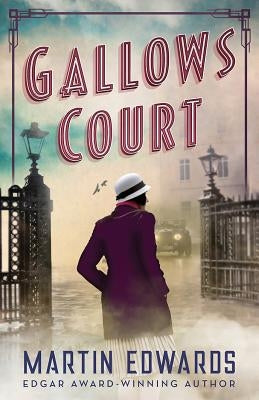 Paperback of Gallows Court novel by Poisoned Pen Press featuring the book cover with dark, atmospheric artwork.