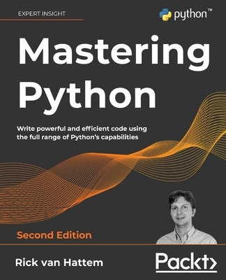 Paperback of Mastering Python Second Edition by Packt Publishing, showing the book cover with Python programming visuals.
