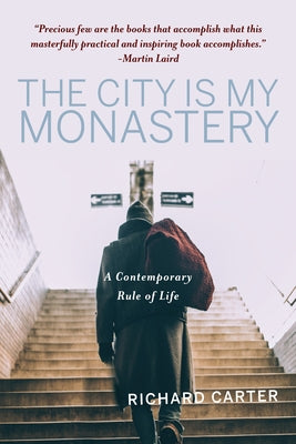 Open book titled "The City Is My Monastery" by Paraclete Press, featuring a modern spiritual design on the cover.