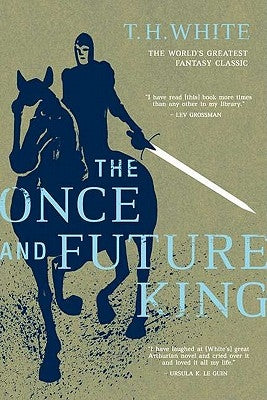 Paperback copy of The Once and Future King by Ace Books, featuring a close-up of the book cover with medieval artwork.