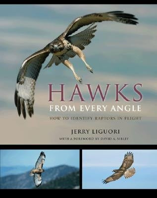 Paperback book titled "Hawks from Every Angle: How to Identify Raptors in Flight" with a cover image showing hawks in flight.