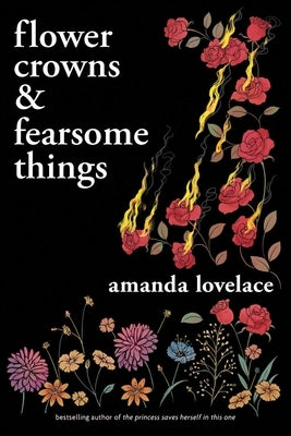 Paperback of Flower Crowns and Fearsome Things by Andrews McMeel Publishing with colorful floral and spooky illustrations on the cover.