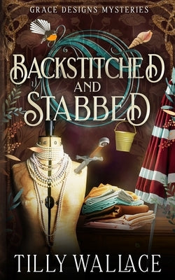 Backstitched and Stabbed paperback book by Ribbonwood Press, showing the cover with dark and textured design elements.