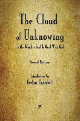 Paperback of The Cloud of Unknowing by Merchant Books featuring a close-up of the book cover with a dark, mystical design.