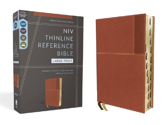 Niv, Thinline Reference Bible (Deep Study at a Portable Size), Large Print, Leathersoft, Brown, Red Letter, Thumb Indexed, Comfort Print by Zondervan