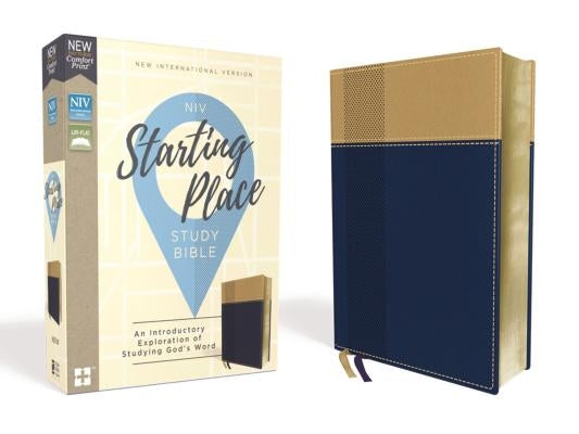 Niv, Starting Place Study Bible, Leathersoft, Blue/Tan, Comfort Print: An Introductory Exploration of Studying God's Word by Zondervan