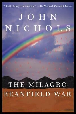 Cover image of Holt McDougal's The Milagro Beanfield War novel, featuring colorful artwork and title text.