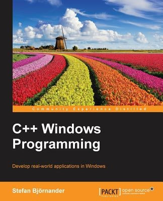Paperback of C++ Windows Programming book by Packt Publishing, showing a close-up of the book cover with technical graphics.