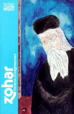 Open book titled "Zohar: The Book of Enlightenment" by Paulist Press, featuring Hebrew text and mystical symbols on the pages.