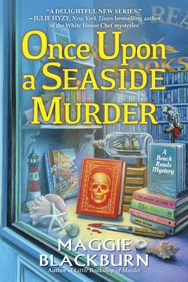 Paperback copy of Once Upon a Seaside Murder by Crooked Lane Books, showing the book cover with seaside illustrations.