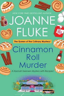 Paperback of Cinnamon Roll Murder by Kensington Cozies, featuring a cozy mystery book cover with cinnamon rolls and warm tones.
