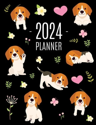 Beagle Planner 2024: Cute Daily Organizer (12 Months) Pretty Scheduler With Friendly Pooch by Press, Happy Oak Tree