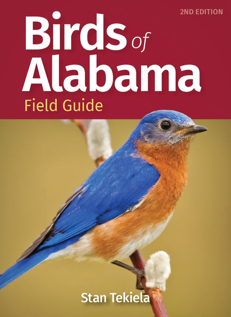 Paperback Birds of Alabama Field Guide by Adventure Publications featuring colorful illustrations of local bird species.