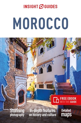 Insight Guides Morocco travel guide paperback with image of the book cover featuring Moroccan landscapes and cultural scenes.