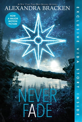 Paperback of Never Fade, Book 2 in The Darkest Minds series by Disney Hyperion, showing the book cover with dark and vibrant artwork.