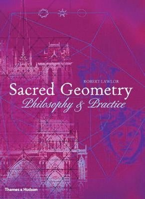 Open book titled Sacred Geometry: Philosophy and Practice by Thames & Hudson, featuring geometric illustrations on white pages.