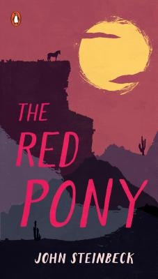 Paperback edition of The Red Pony by Penguin Books, featuring a close-up of the book cover with artwork and title.