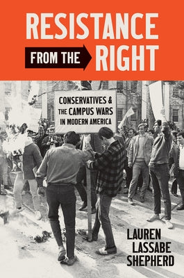 Paperback book titled "Resistance from the Right" by University of North Carolina Press, featuring a cover with modern American political themes.