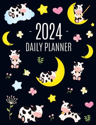 Cow Planner 2024: Cute 2024 Daily Organizer: January-December (12 Months) Pretty Farm Animal Scheduler With Calves, Moon & Hearts by Press, Happy Oak Tree