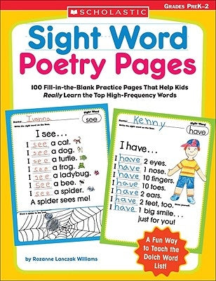 Sight Word Poetry Pages: 100 Fill-In-The-Blank Practice Pages That Help Kids Really Learn the Top High-Frequency Words Paperback Teaching Resources