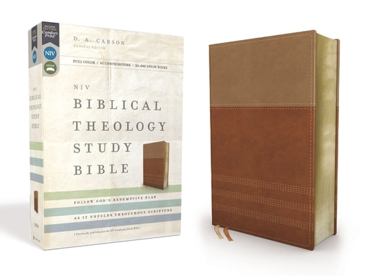 NIV, Biblical Theology Study Bible, Imitation Leather, Tan/Brown, Indexed, Comfort Print: Follow God's Redemptive Plan as It Unfolds Throughout Script by Carson, D. A.