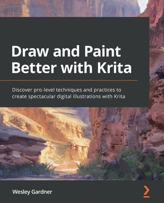 Paperback book titled "Draw and Paint Better with Krita" featuring digital illustration techniques, published by Packt Publishing.
