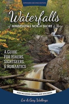 Paperback guidebook titled "Waterfalls of Minnesota's North Shore and More" by Northern Wilds Media, showing scenic waterfall images.