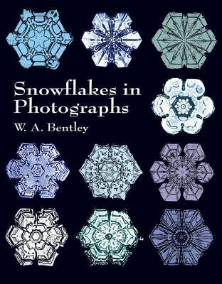 Paperback book titled "Snowflakes in Photographs" by Dover Publications featuring detailed black-and-white snowflake images.