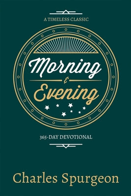 Morning and Evening devotional book by Whitaker House showing its cover with gold and blue design.