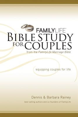 Family Life Bible Study for Couples by HarperChristian Resources, open Bible with study guides on a wooden table.