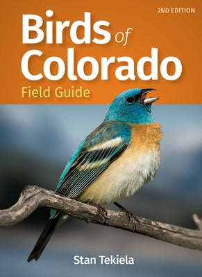 Paperback Birds of Colorado field guide by Adventure Publications showing colorful illustrations of local bird species.