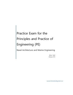 Practice Exam for the Principle and Practice of Engineering (PE) - Naval Architecture Paperback Createspace Independent Publishing Platform
