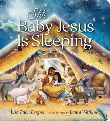 Waterbrook Press "Shh... Baby Jesus Is Sleeping" board book with a soft illustrated cover featuring a peaceful baby Jesus scene.