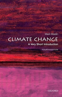 Paperback book titled "Climate Change: A Very Short Introduction" by Oxford University Press, USA, with a cover featuring relevant graphics