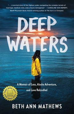 Paperback of Deep Waters memoir by She Writes Press, featuring a cover image with ocean and mountain scenery.