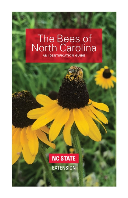 Paperback book titled "The Bees of North Carolina: An Identification Guide" by NC State Extension, showing a bee on the cover.