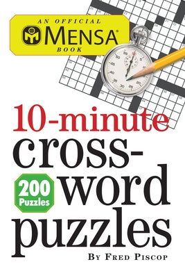 Paperback Mensa 10-Minute Crossword Puzzles book by Workman Publishing with a colorful cover and crossword puzzle pages visible.