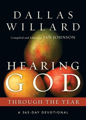 Cover of "Hearing God Through the Year," a 365-day devotional book by IVP Books with a serene design and Bible imagery.
