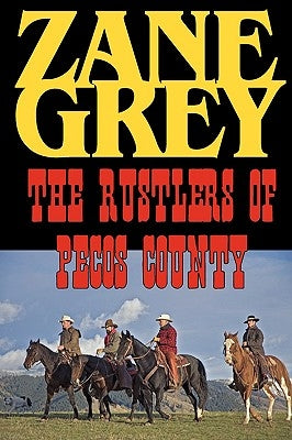 Paperback novel "The Rustlers of Pecos County" by Phoenix Rider featuring a western cowboy scene on the cover.