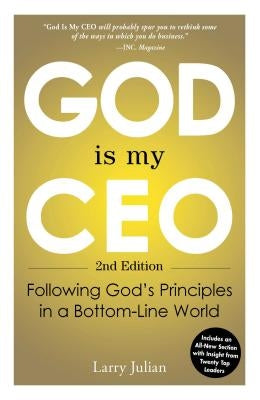 Book cover for "God Is My CEO" by Adams Media Corporation, featuring a professional design with spiritual and business themes.