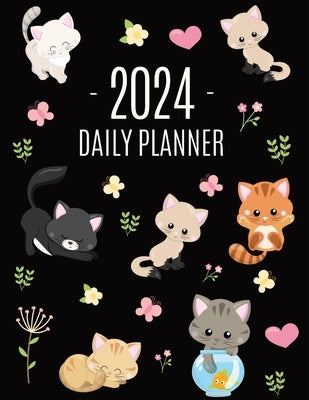 Cats Daily Planner 2024: Make 2024 a Meowy Year! Cute Kitten Year Organizer: January-December (12 Months) by Press, Happy Oak Tree