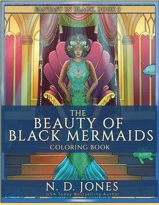 Paperback coloring book titled The Beauty of Black Mermaids by Kuumba Publishing, featuring illustrations of mermaids and ocean scenes.